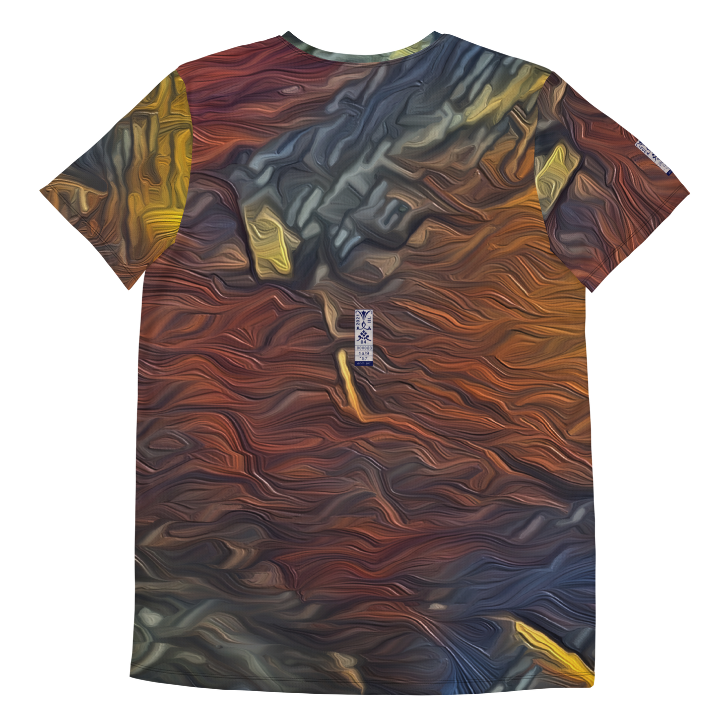 Men's Athletic T-shirt 'Red Luminosity 1/9' artist-authorised edition of original artwork by Enmempin N. Midelobo