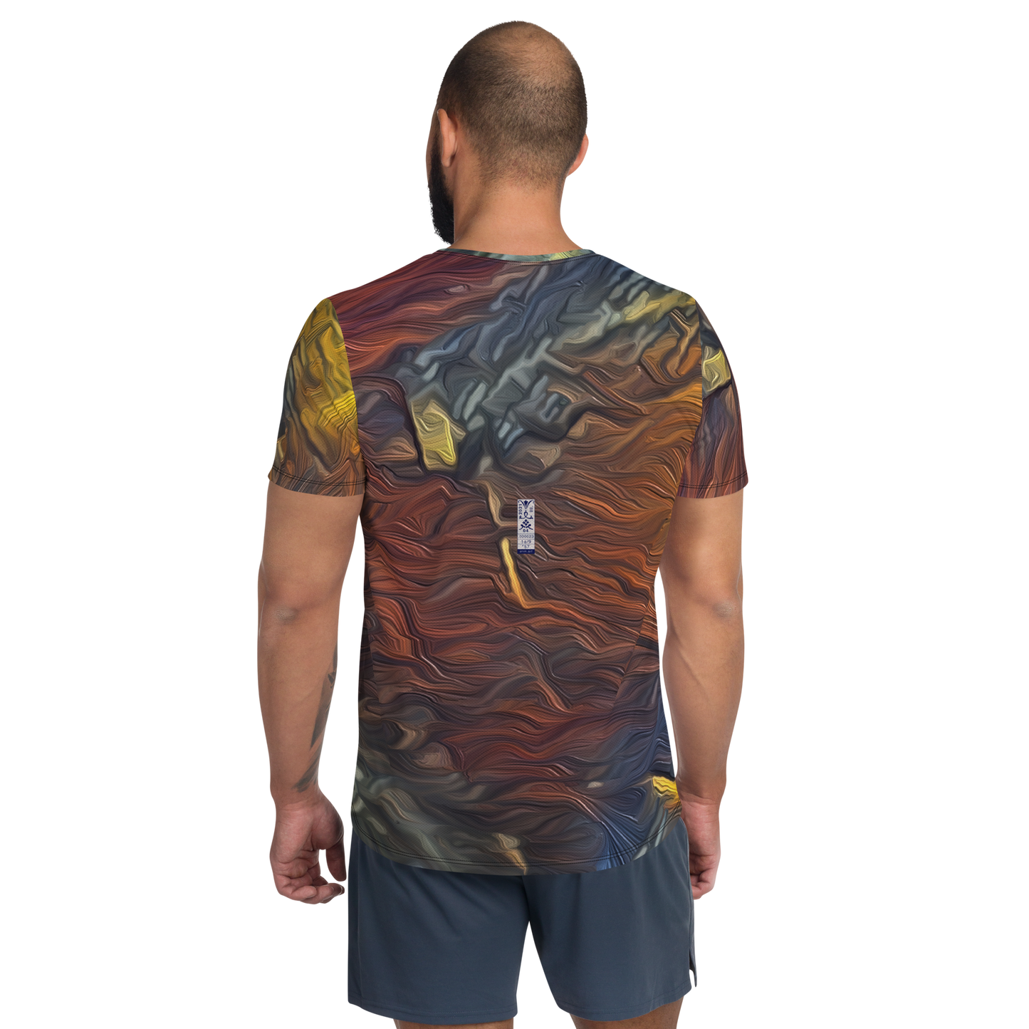 Men's Athletic T-shirt 'Red Luminosity 1/9' artist-authorised edition of original artwork by Enmempin N. Midelobo
