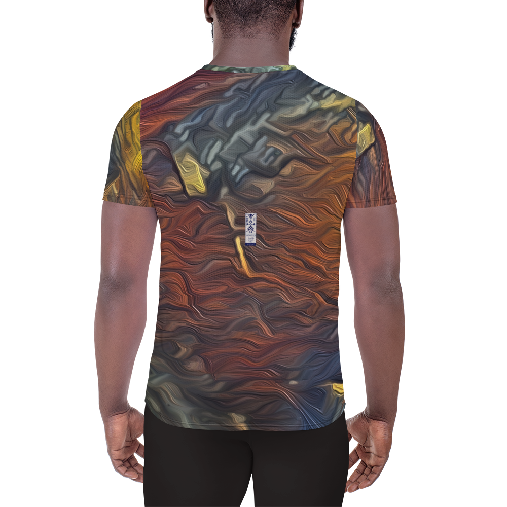 Men's Athletic T-shirt 'Red Luminosity 1/9' artist-authorised edition of original artwork by Enmempin N. Midelobo