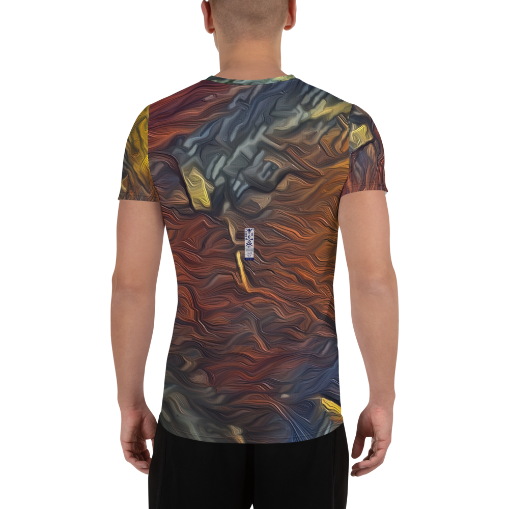 Men's Athletic T-shirt 'Red Luminosity 1/9' artist-authorised edition of original artwork by Enmempin N. Midelobo