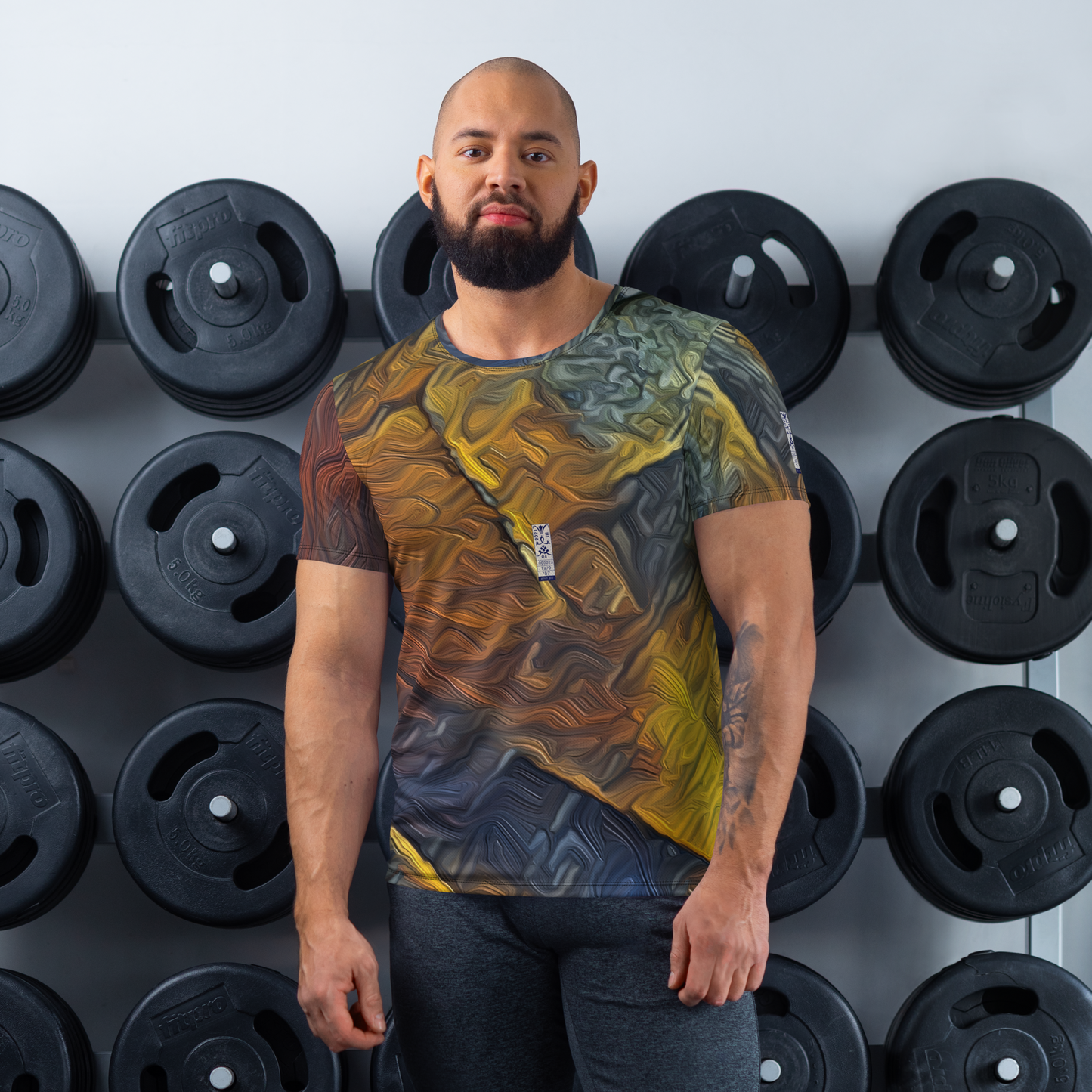 Men's Athletic T-shirt 'Red Luminosity 1/9' artist-authorised edition of original artwork by Enmempin N. Midelobo