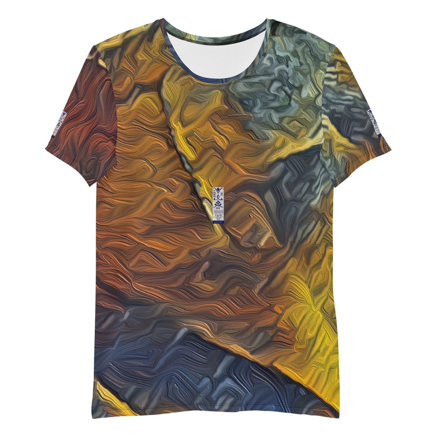 Men's Athletic T-shirt 'Red Luminosity 1/9' artist-authorised edition of original artwork by Enmempin N. Midelobo
