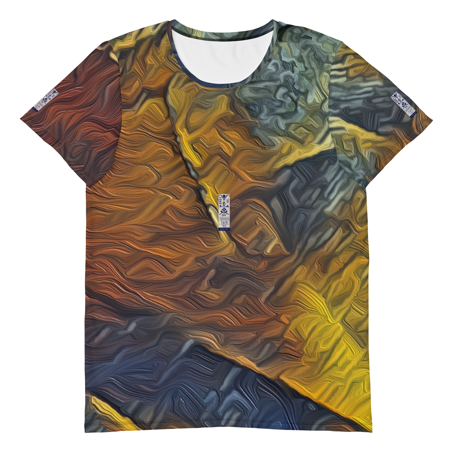 Men's Athletic T-shirt 'Red Luminosity 1/9' artist-authorised edition of original artwork by Enmempin N. Midelobo