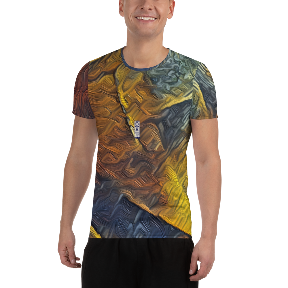Men's Athletic T-shirt 'Red Luminosity 1/9' artist-authorised edition of original artwork by Enmempin N. Midelobo