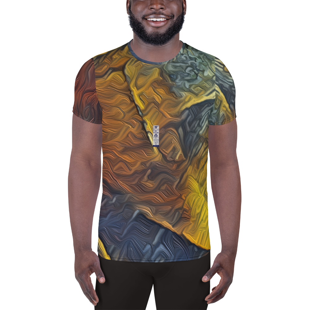 Men's Athletic T-shirt 'Red Luminosity 1/9' artist-authorised edition of original artwork by Enmempin N. Midelobo