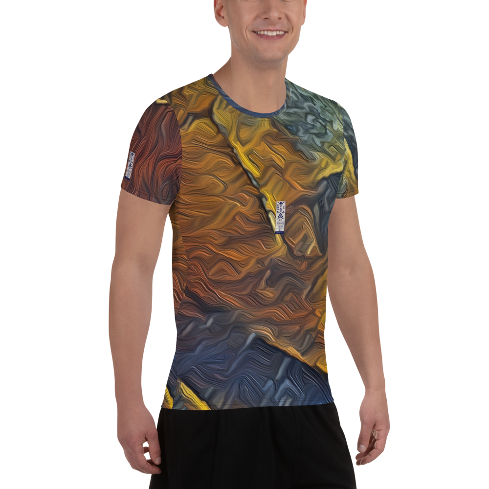 Men's Athletic T-shirt 'Red Luminosity 1/9' artist-authorised edition of original artwork by Enmempin N. Midelobo