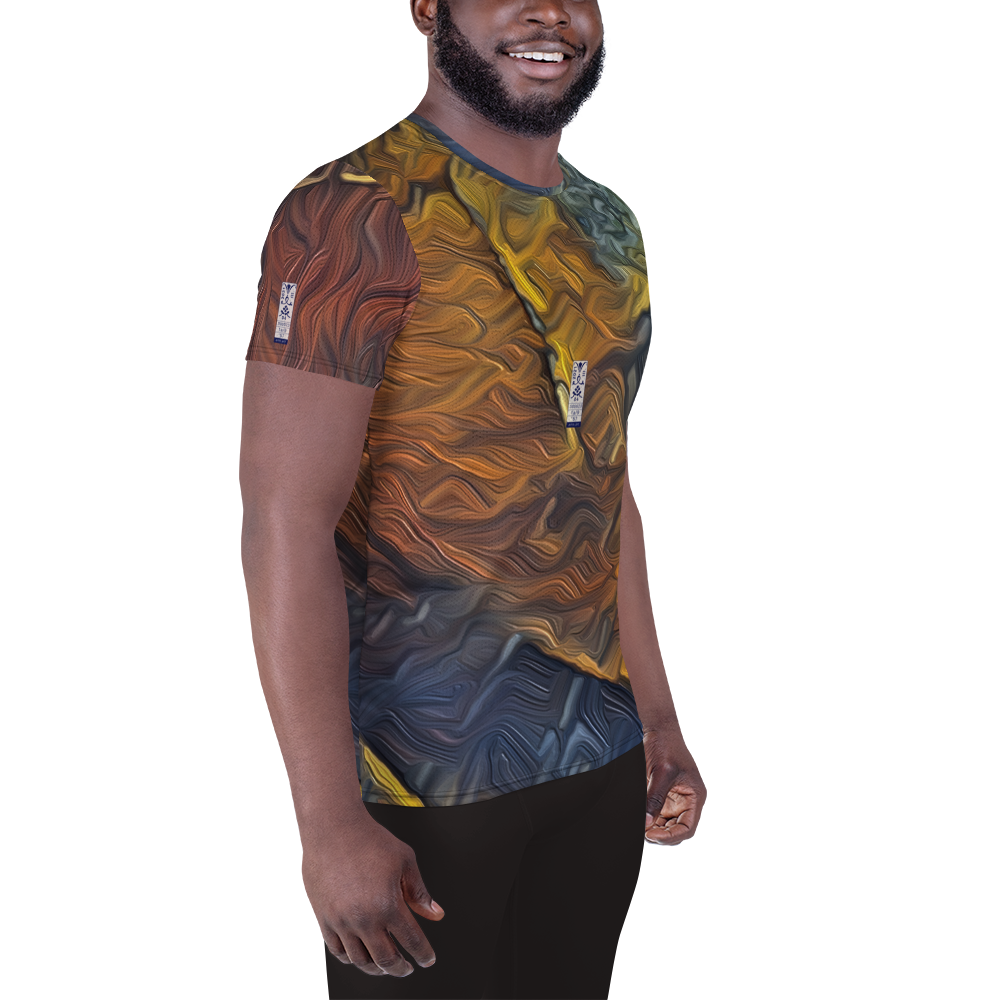 Men's Athletic T-shirt 'Red Luminosity 1/9' artist-authorised edition of original artwork by Enmempin N. Midelobo