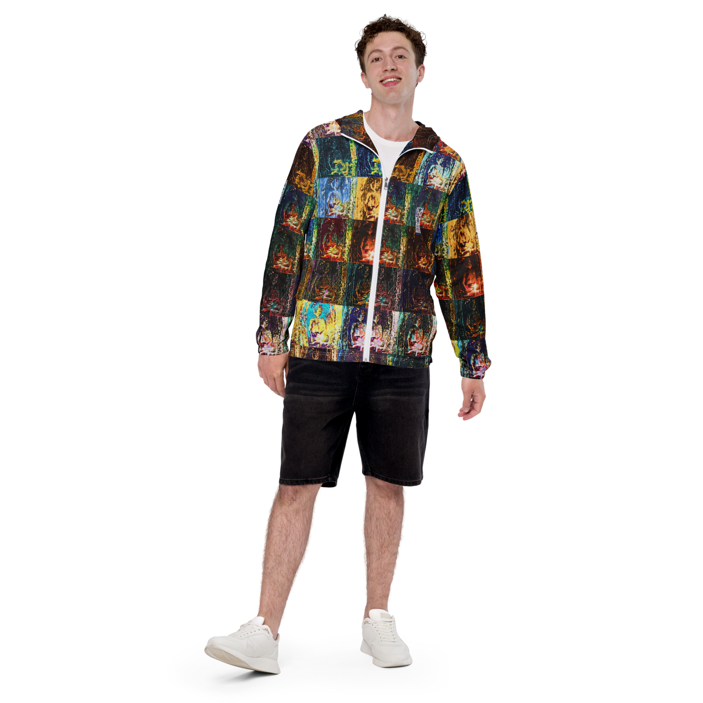 Men’s windbreaker 'Myriad Light Offerings 26/54' artist-authorised edition of original artwork by Enmempin N. Midelobo