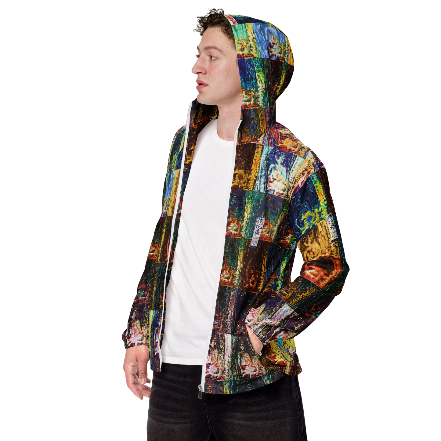 Men’s windbreaker 'Myriad Light Offerings 26/54' artist-authorised edition of original artwork by Enmempin N. Midelobo