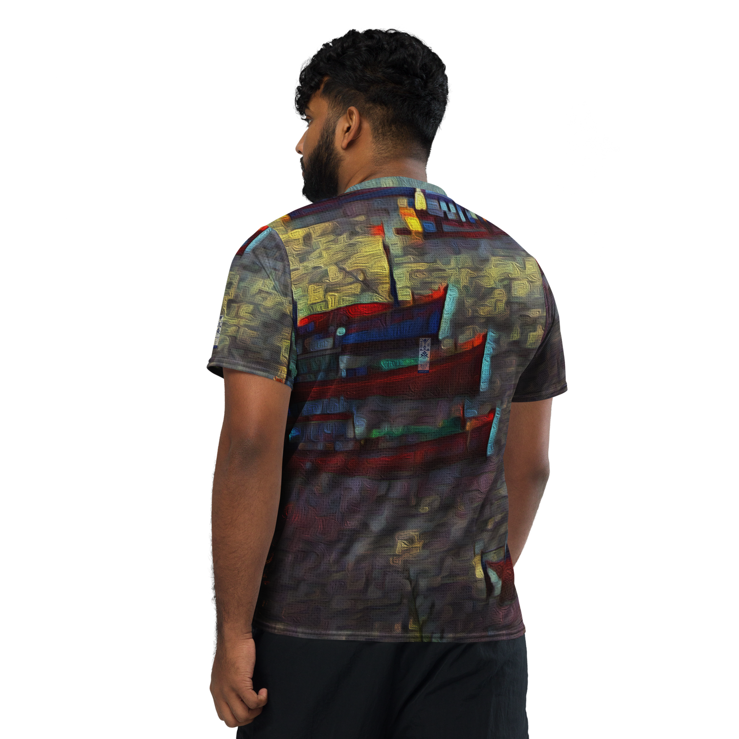 Recycled unisex sports jersey 'Gone Fishing 9/9' artist-authorised edition of original artwork by Enmempin N. Midelobo