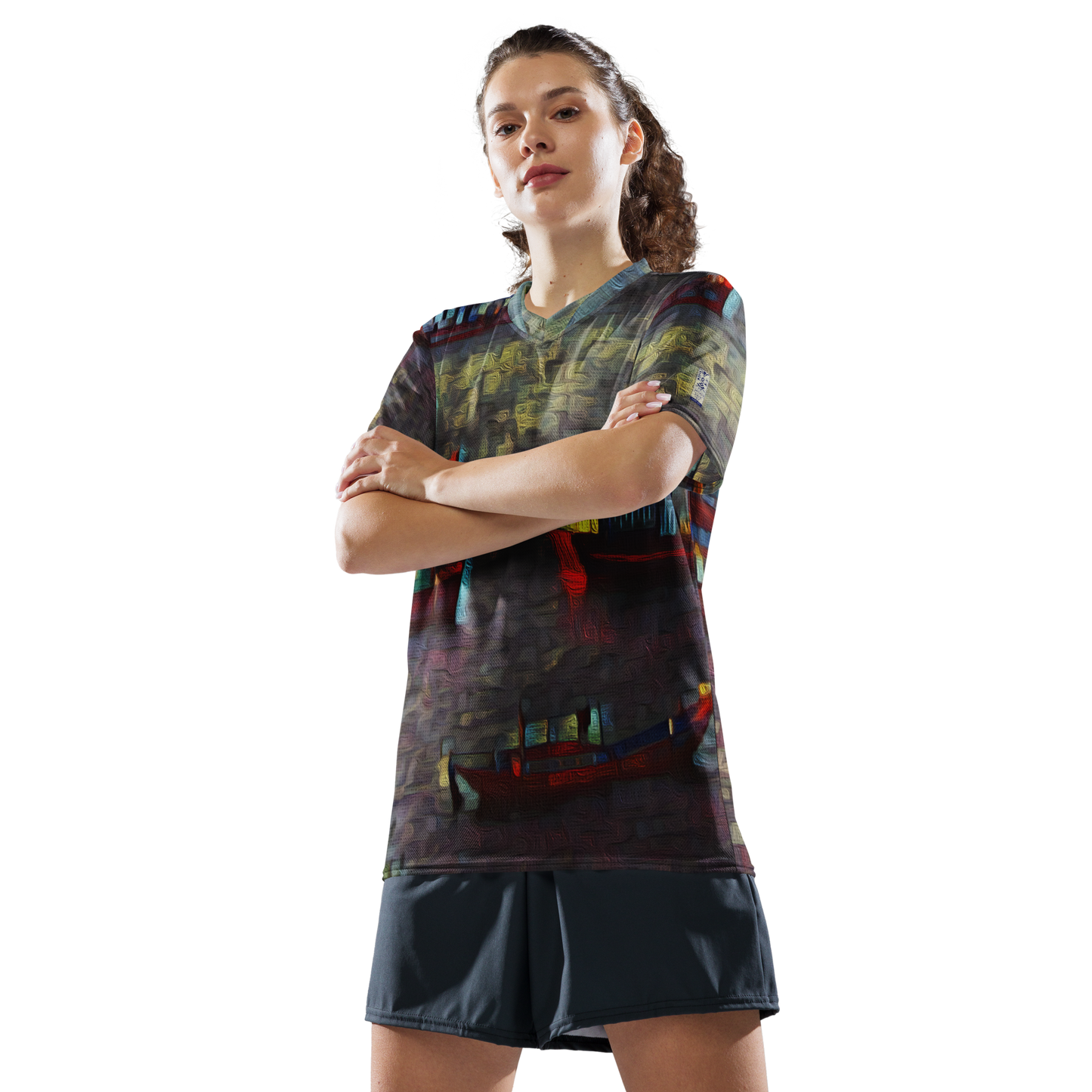 Recycled unisex sports jersey 'Gone Fishing 9/9' artist-authorised edition of original artwork by Enmempin N. Midelobo