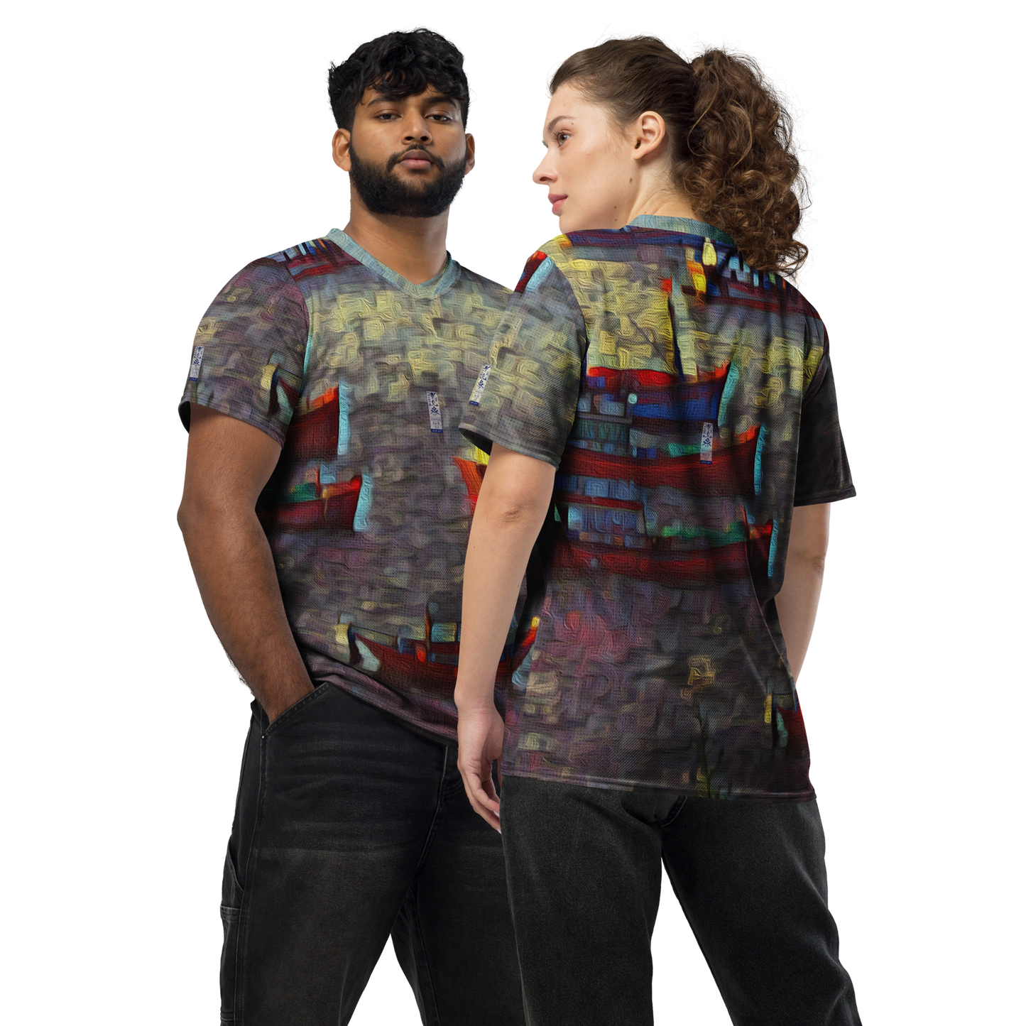 Recycled unisex sports jersey 'Gone Fishing 9/9' artist-authorised edition of original artwork by Enmempin N. Midelobo