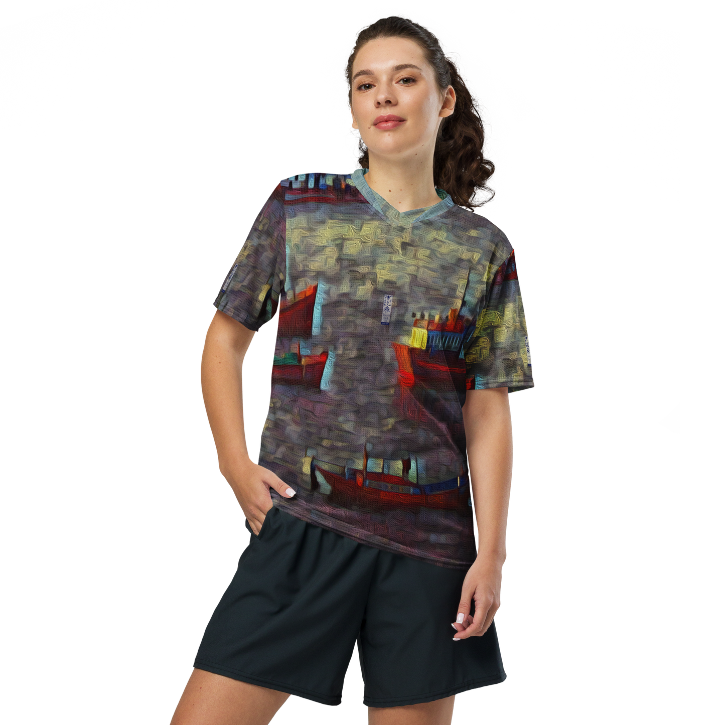 Recycled unisex sports jersey 'Gone Fishing 9/9' artist-authorised edition of original artwork by Enmempin N. Midelobo