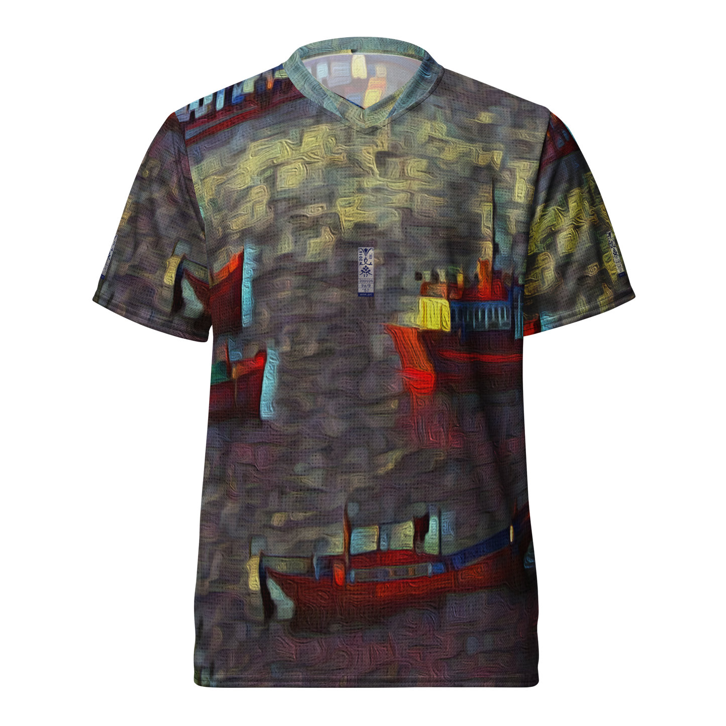 Recycled unisex sports jersey 'Gone Fishing 9/9' artist-authorised edition of original artwork by Enmempin N. Midelobo