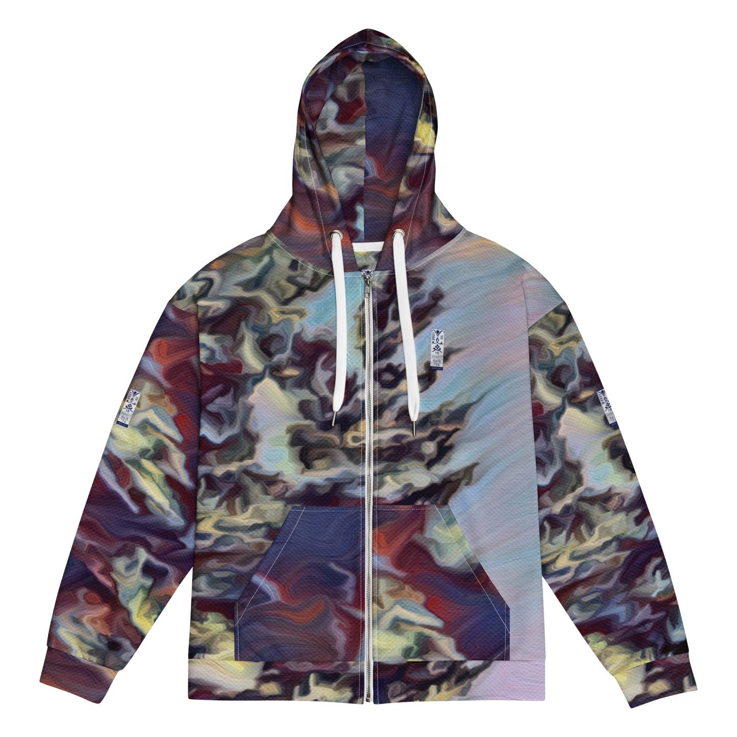 Unisex zip hoodie 'World on the Run 6a/9' artist-authorised edition of original artwork by Enmempin N. Midelobo