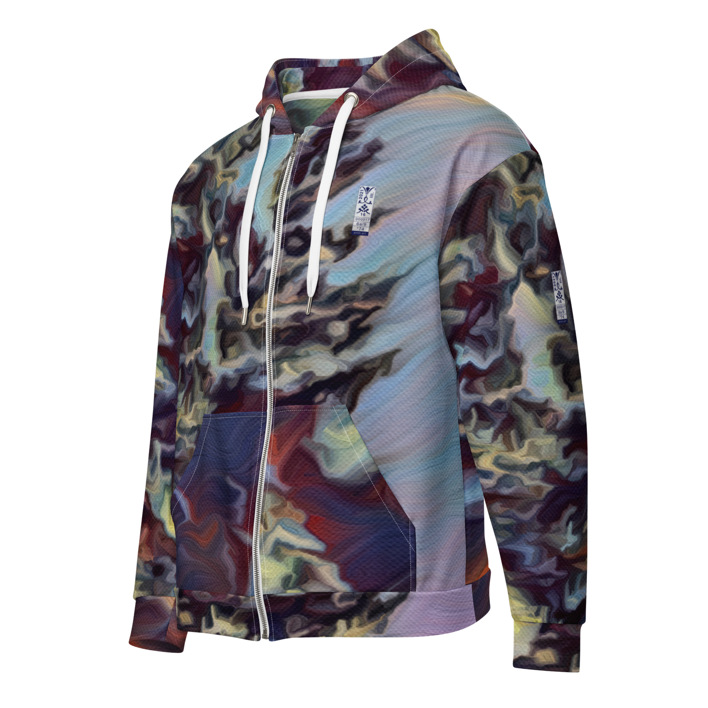 Unisex zip hoodie 'World on the Run 6a/9' artist-authorised edition of original artwork by Enmempin N. Midelobo