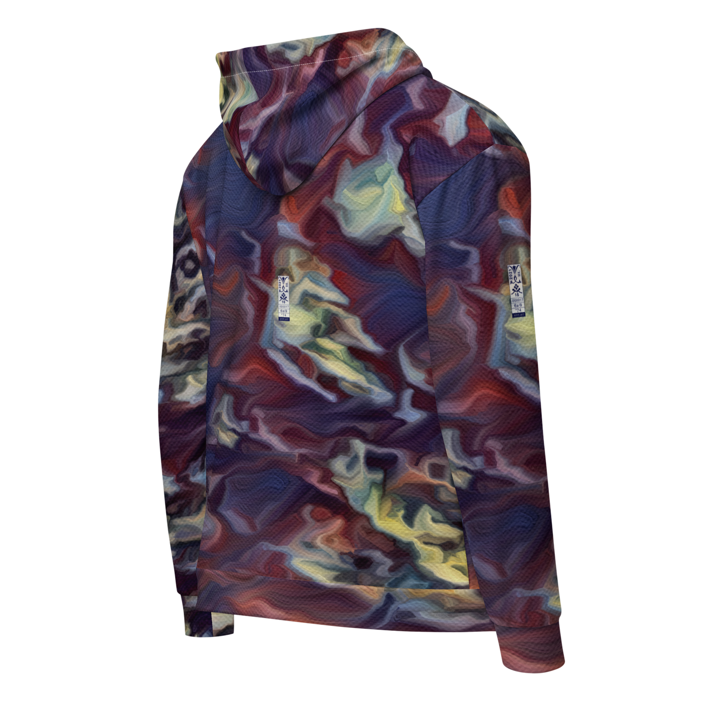 Unisex zip hoodie 'World on the Run 6a/9' artist-authorised edition of original artwork by Enmempin N. Midelobo