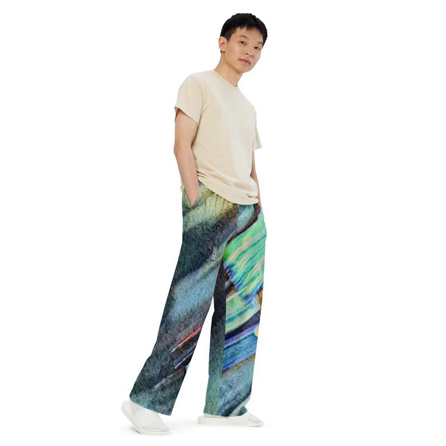 Unisex wide-leg pants 'Bright Lights in Saigon 3/7' artist-authorised edition of original artwork by Enmempin N. Midelobo