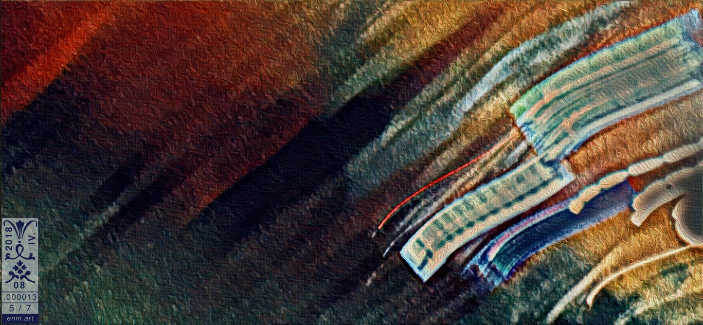 Folding Postcard B6 Original Art 'Bright Lights in Saigon 5/7' by Enmempin N. Midelobo