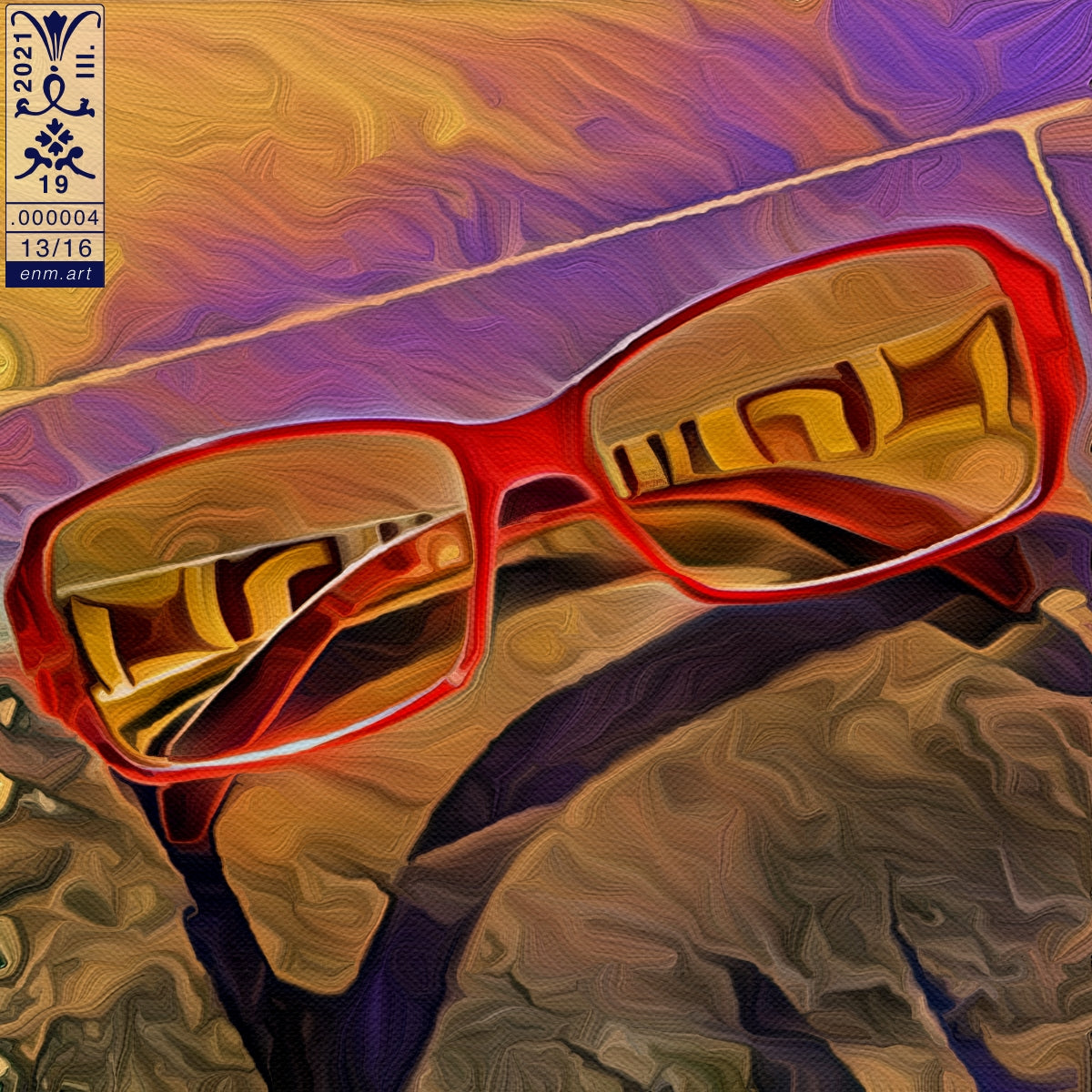 Folding Postcard Square Original Art 'Enmempin's Spectacles 13/16' by Enmempin N. Midelobo