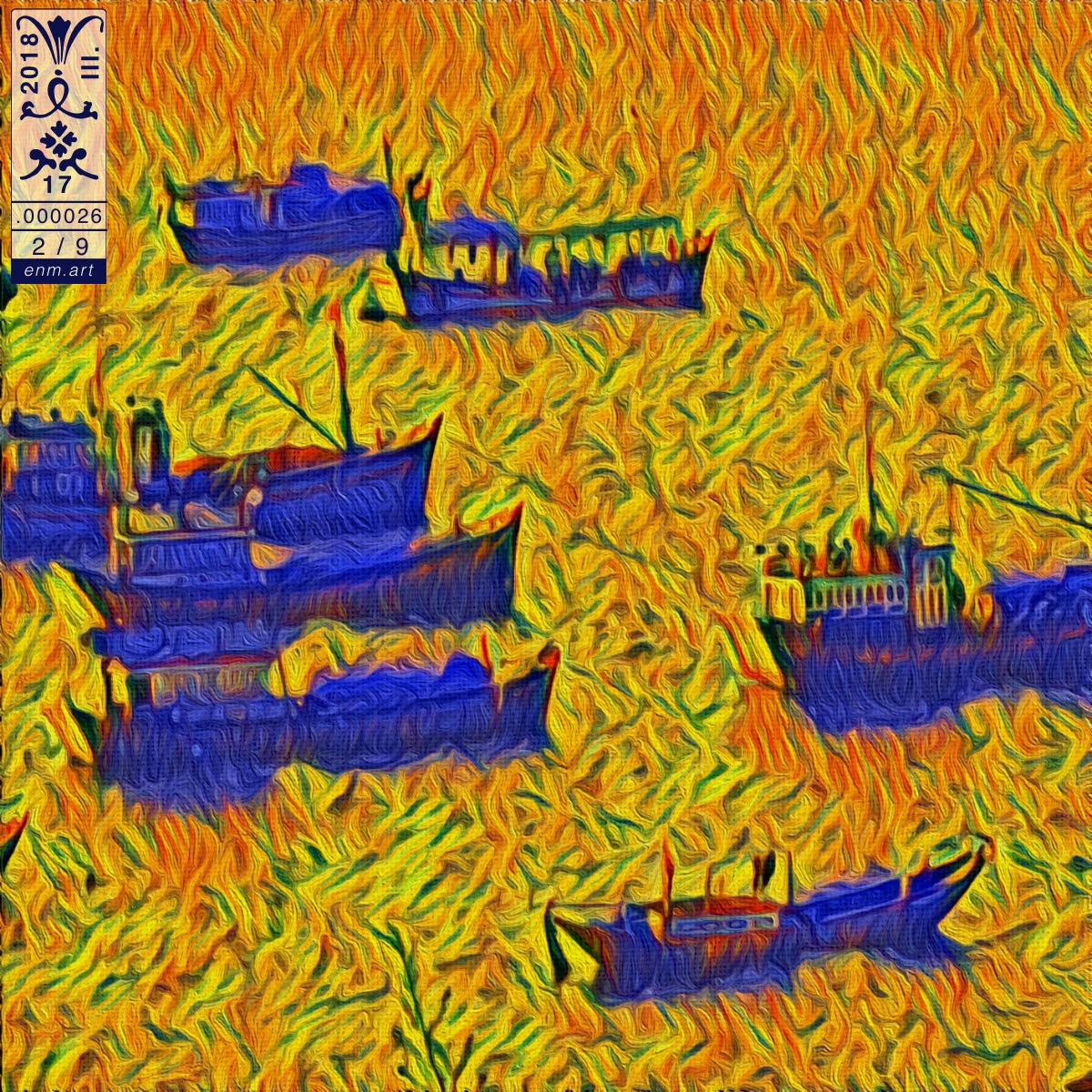 Folding Postcard Square Original Art 'Gone Fishing 2/9' by Enmempin N. Midelobo