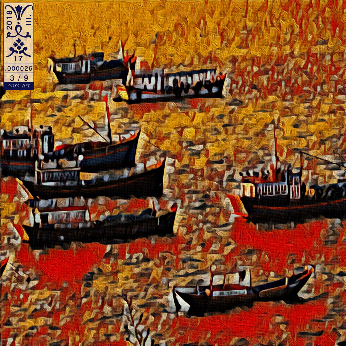 Folding Postcard Square Original Art 'Gone Fishing 3/9' by Enmempin N. Midelobo