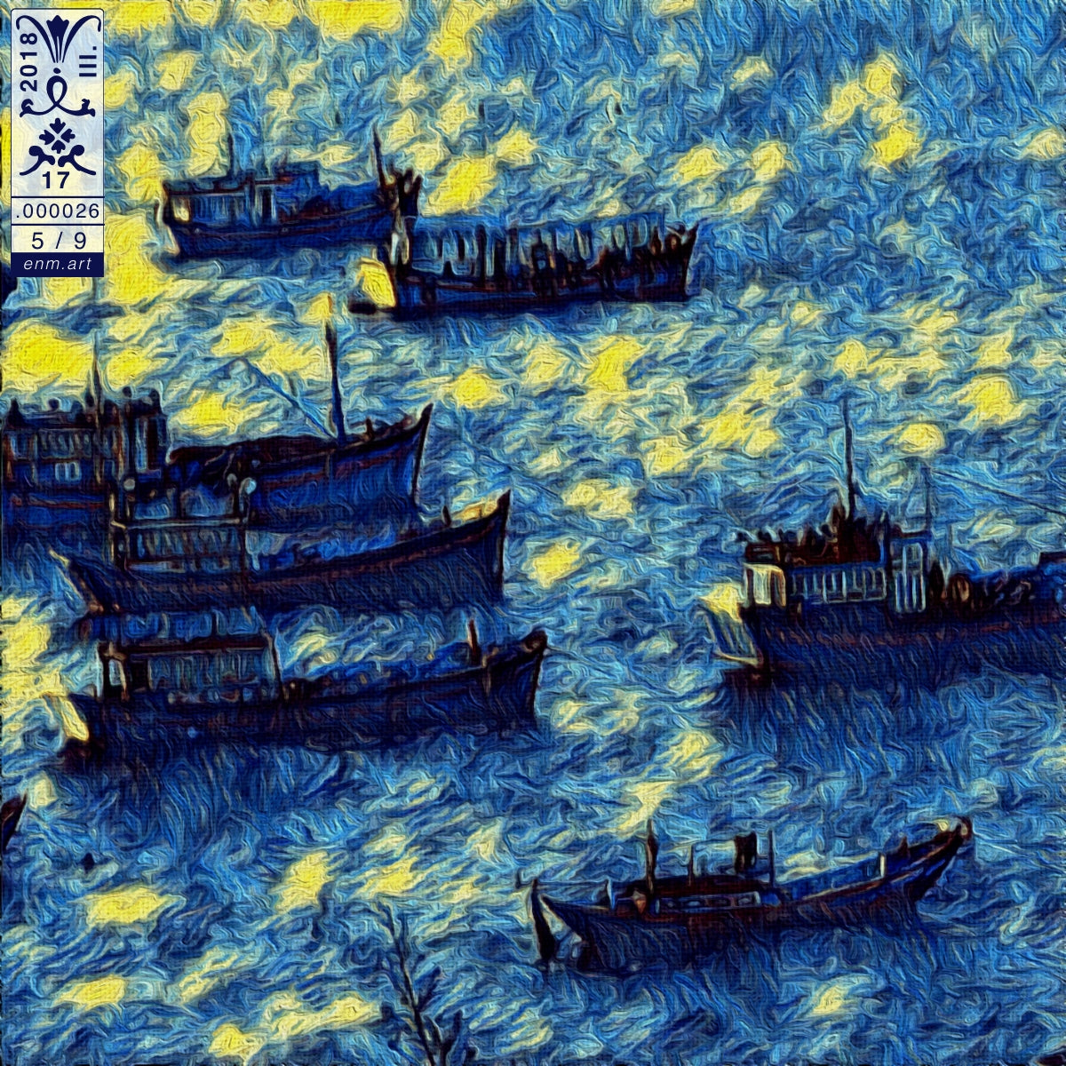 Folding Postcard Square Original Art 'Gone Fishing 5/9' by Enmempin N. Midelobo