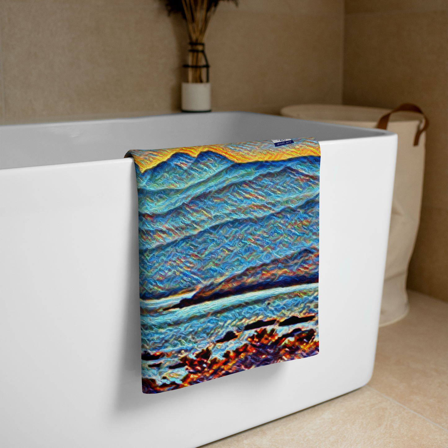 Towel 60x30" 'Misty River Mystery 8/8' artist-authorised edition of original artwork by Enmempin N. Midelobo