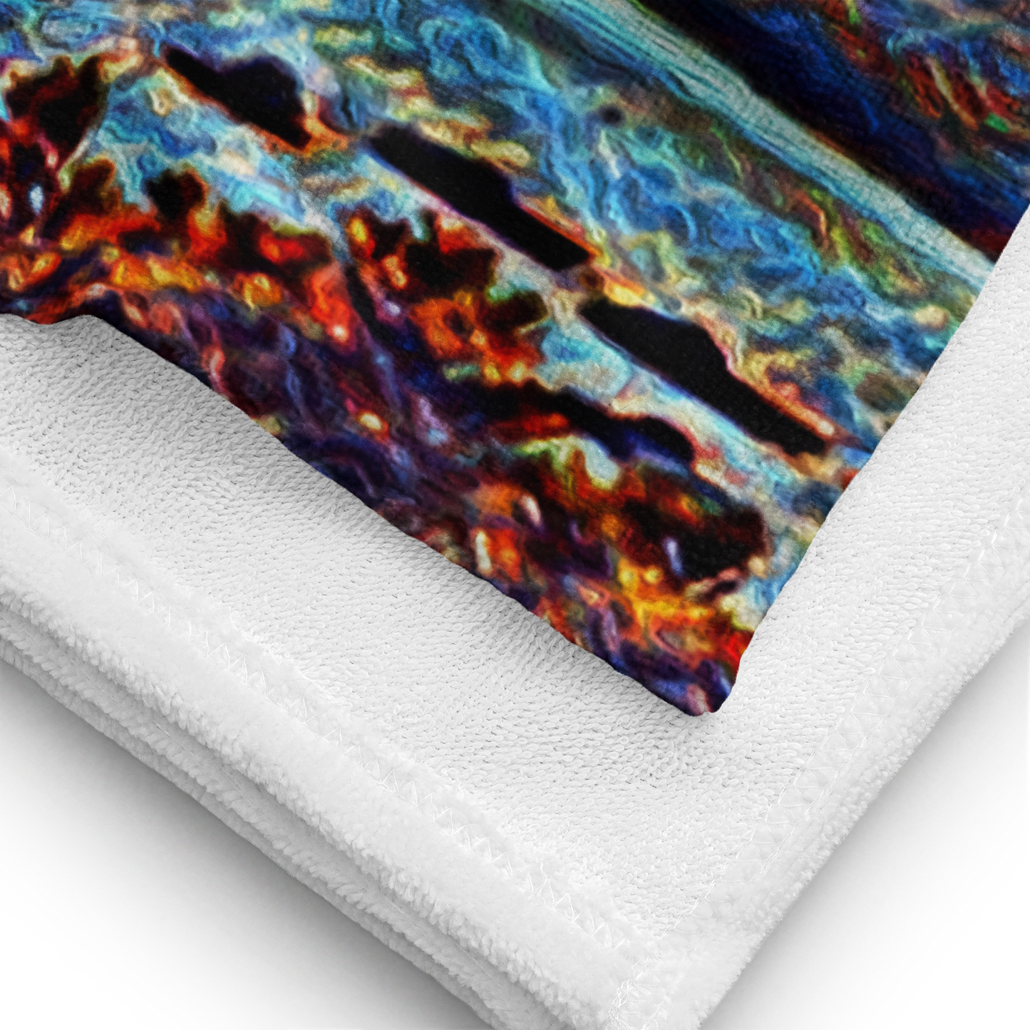 Towel 60x30" 'Misty River Mystery 8/8' artist-authorised edition of original artwork by Enmempin N. Midelobo