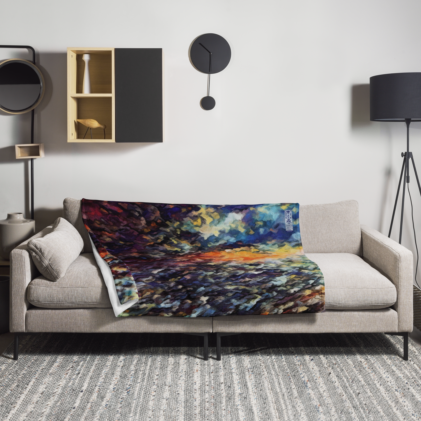 Throw Blanket 50x60" 'Be Like The Cloud 4/7' artist-authorised edition of original artwork by Enmempin N. Midelobo