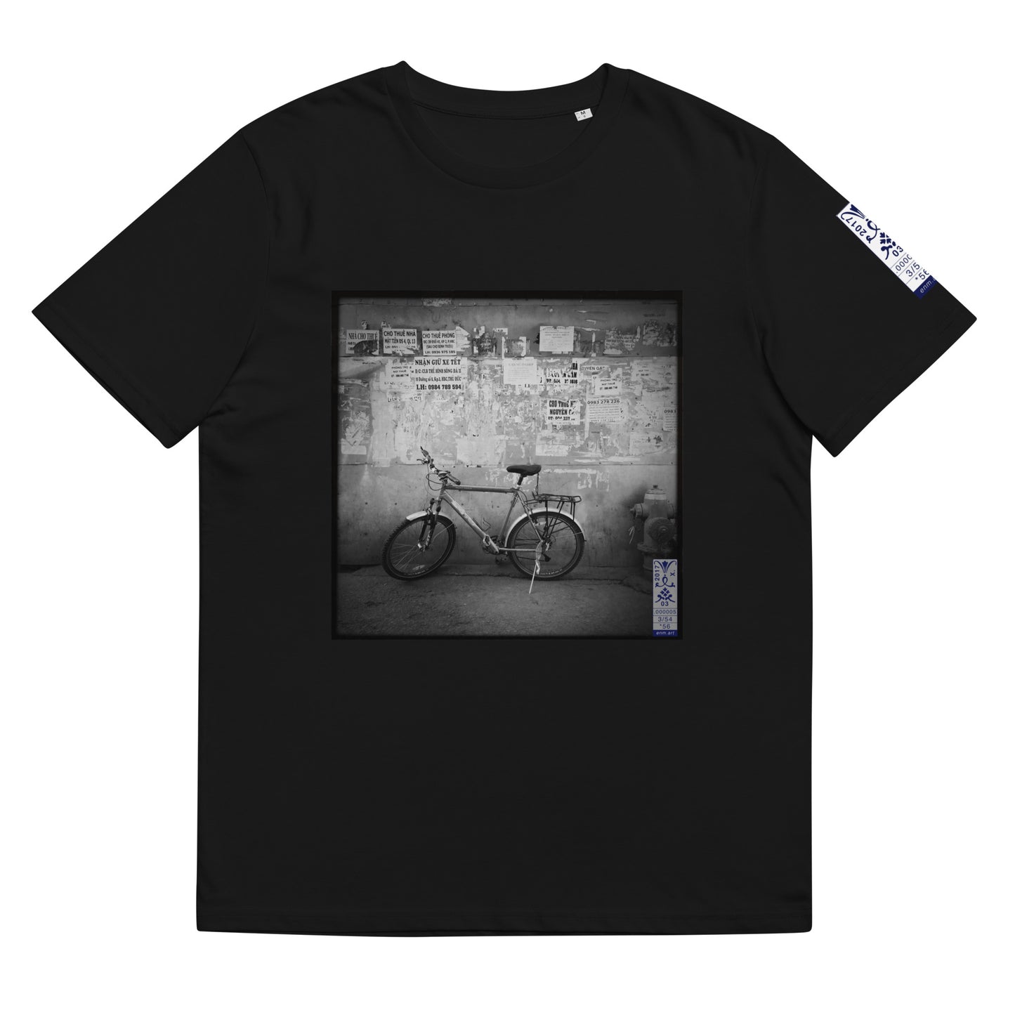 Viattitude 3/54 black unisex organic cotton t-shirt, artist-authorised edition by Enmempin N. Midelobo