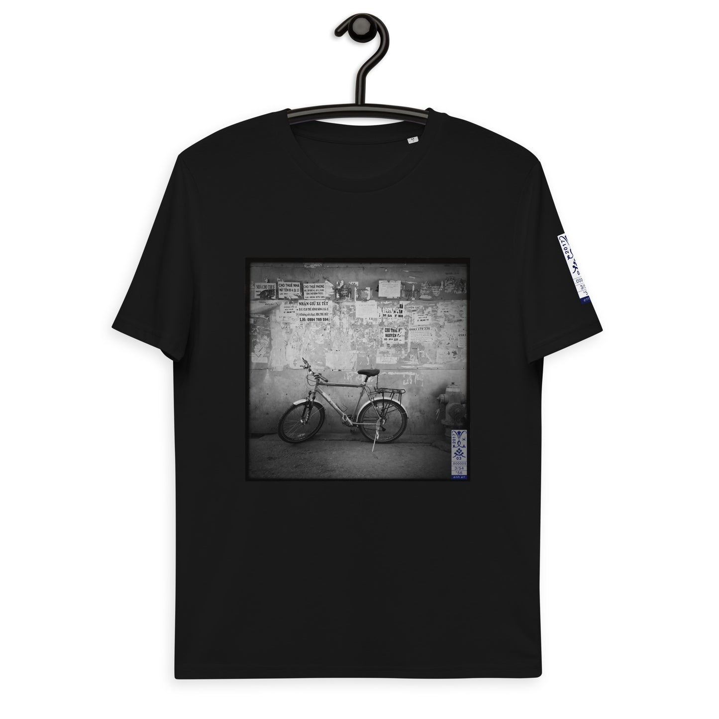 Viattitude 3/54 black unisex organic cotton t-shirt, artist-authorised edition by Enmempin N. Midelobo
