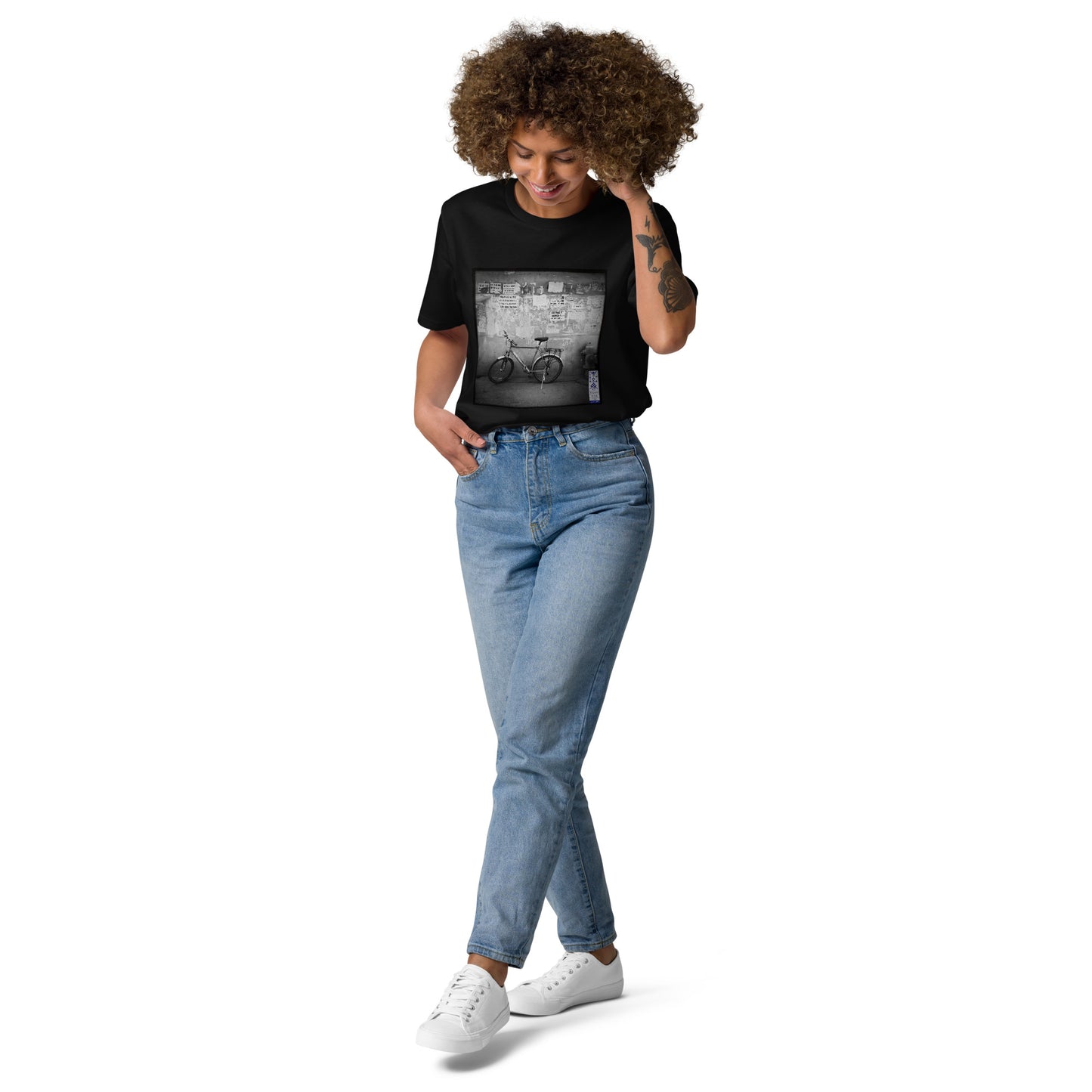 Viattitude 3/54 black unisex organic cotton t-shirt, artist-authorised edition by Enmempin N. Midelobo