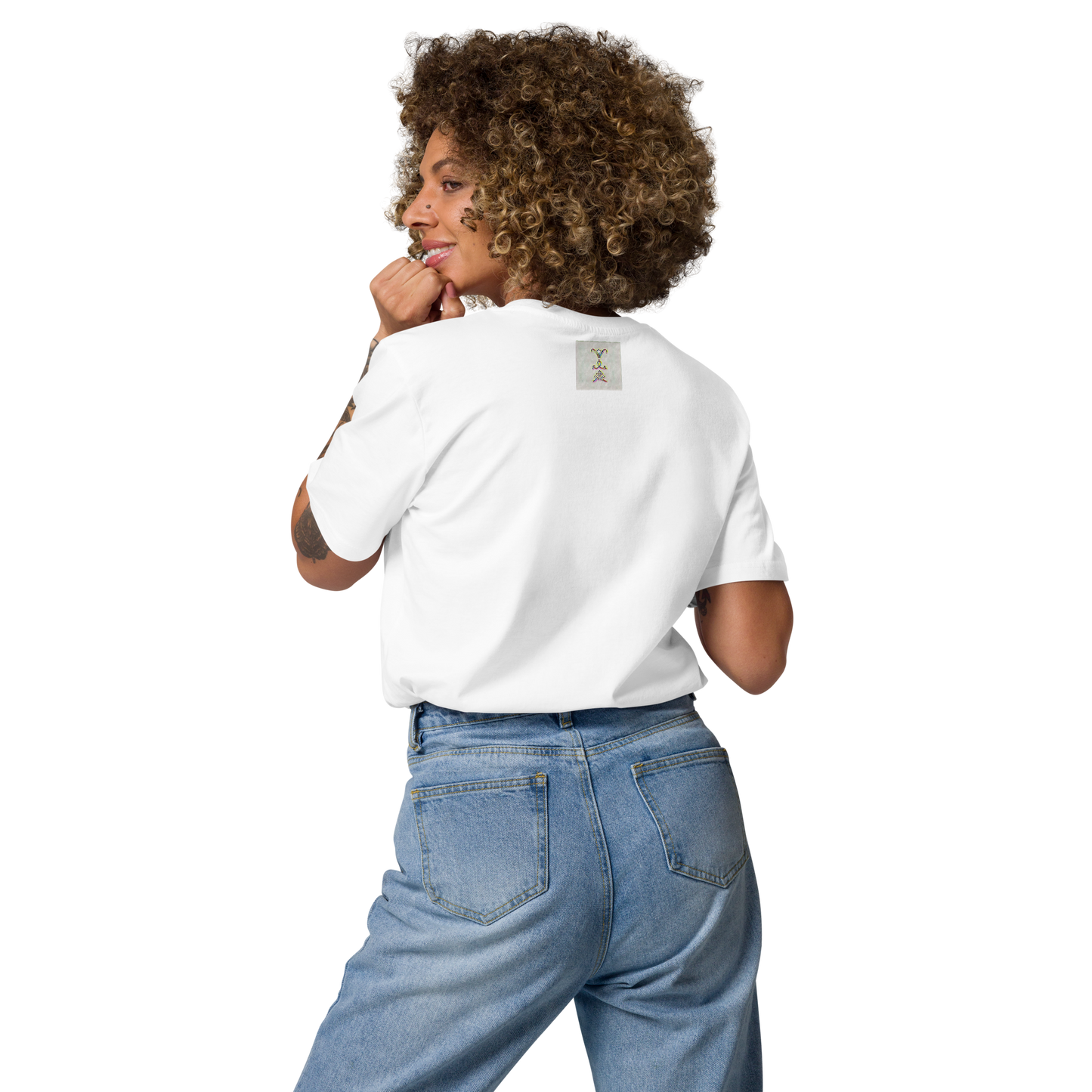 Unisex organic cotton t-shirt 'Luminous Fragrance (thumb)' artist-authorised edition of original artwork by Enmempin N. Midelobo