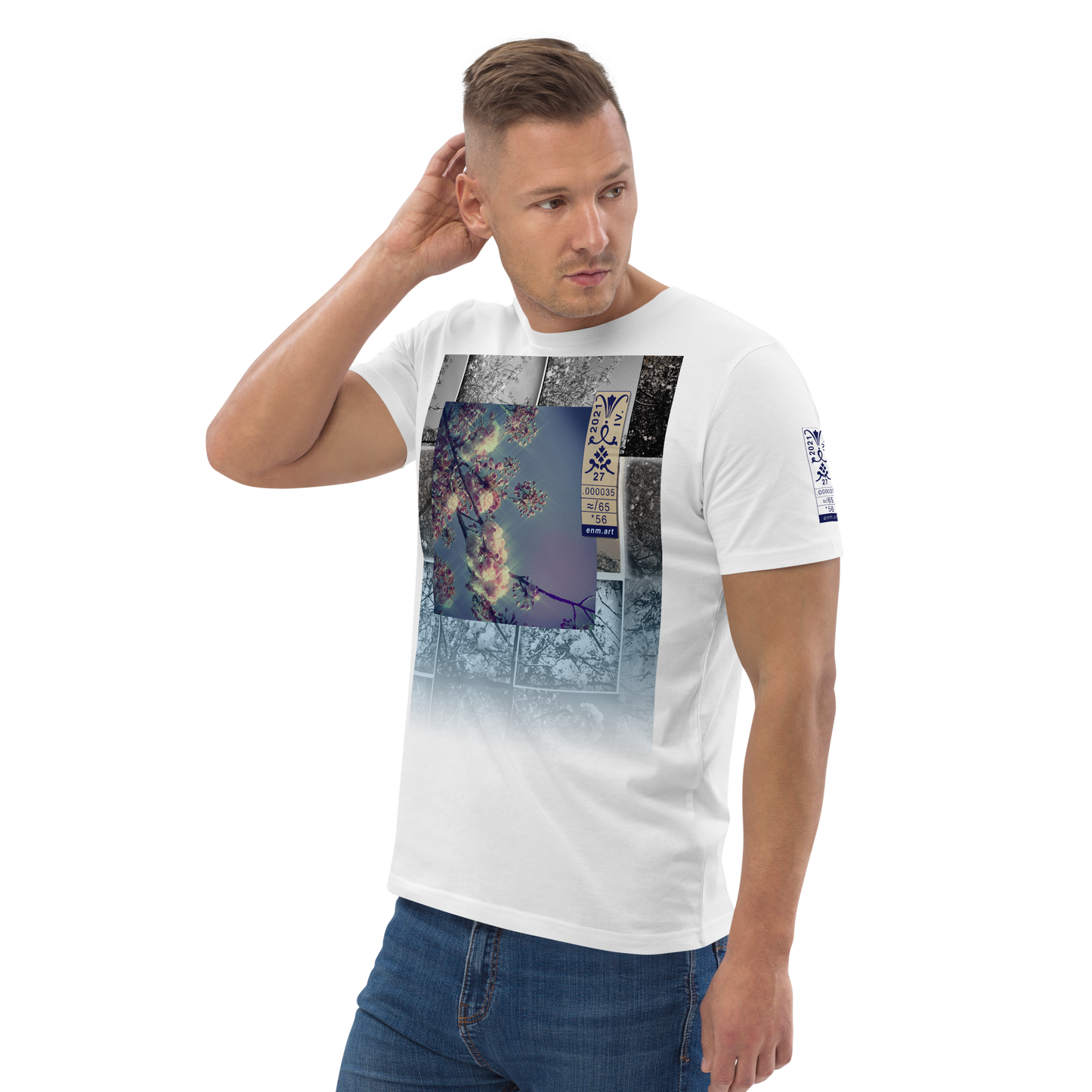 Unisex organic cotton t-shirt 'Luminous Fragrance (thumb)' artist-authorised edition of original artwork by Enmempin N. Midelobo