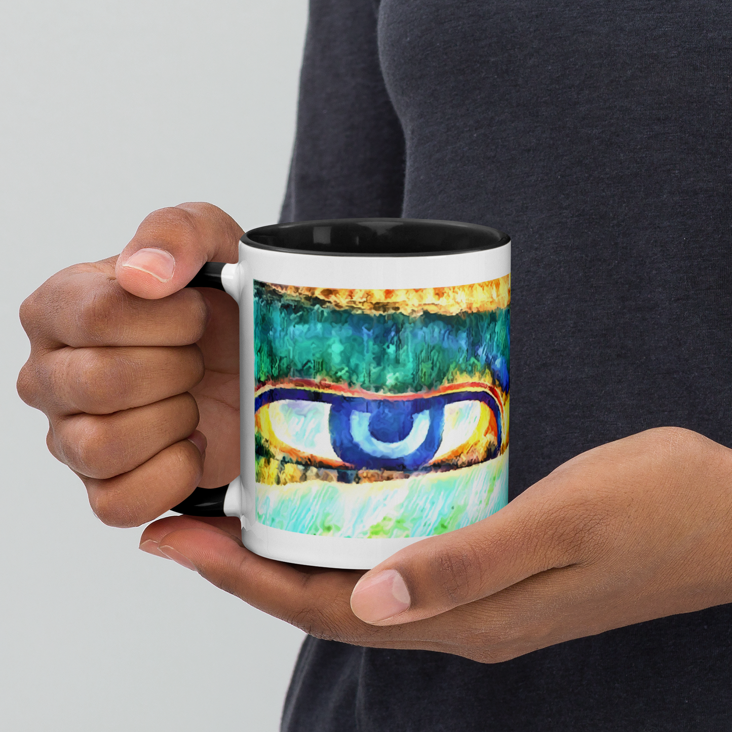 Ceramic Mug with Color Inside 'Just Seeing 2/5' artist-authorised edition of original artwork by Enmempin N. Midelobo