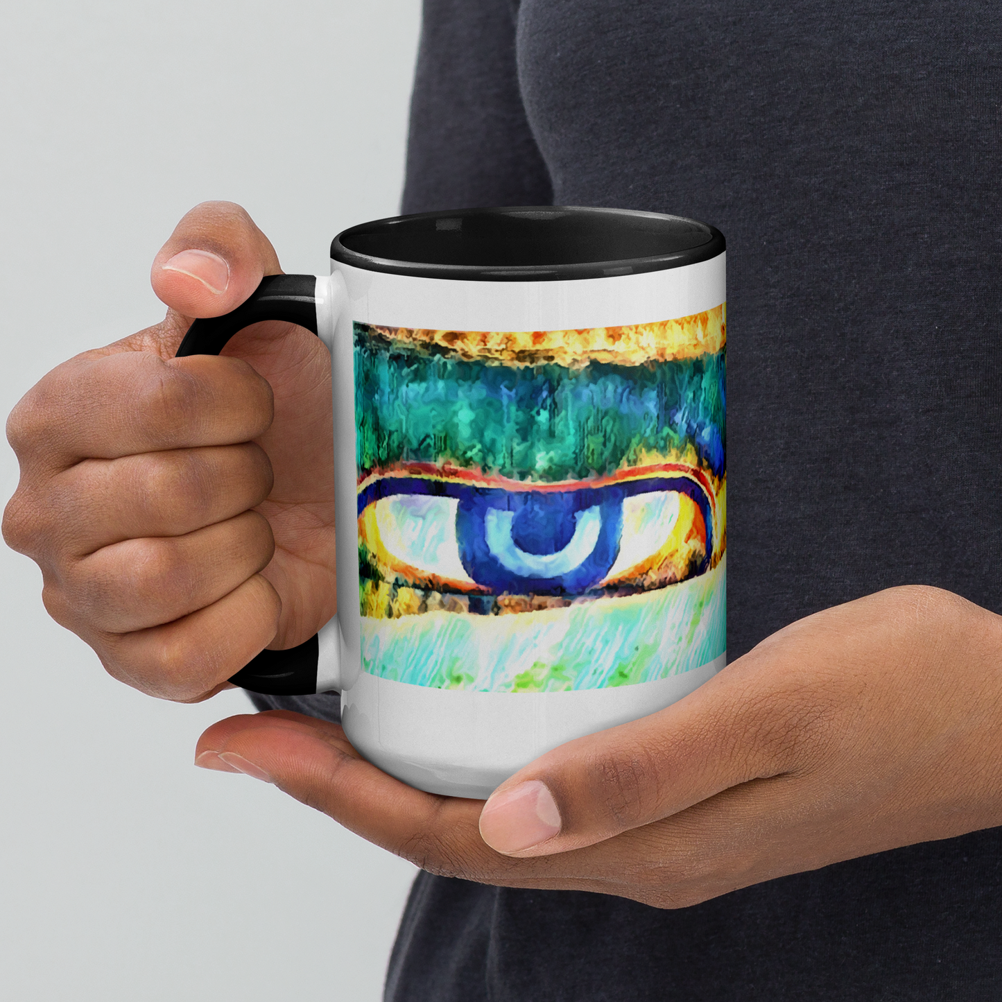 Ceramic Mug with Color Inside 'Just Seeing 2/5' artist-authorised edition of original artwork by Enmempin N. Midelobo