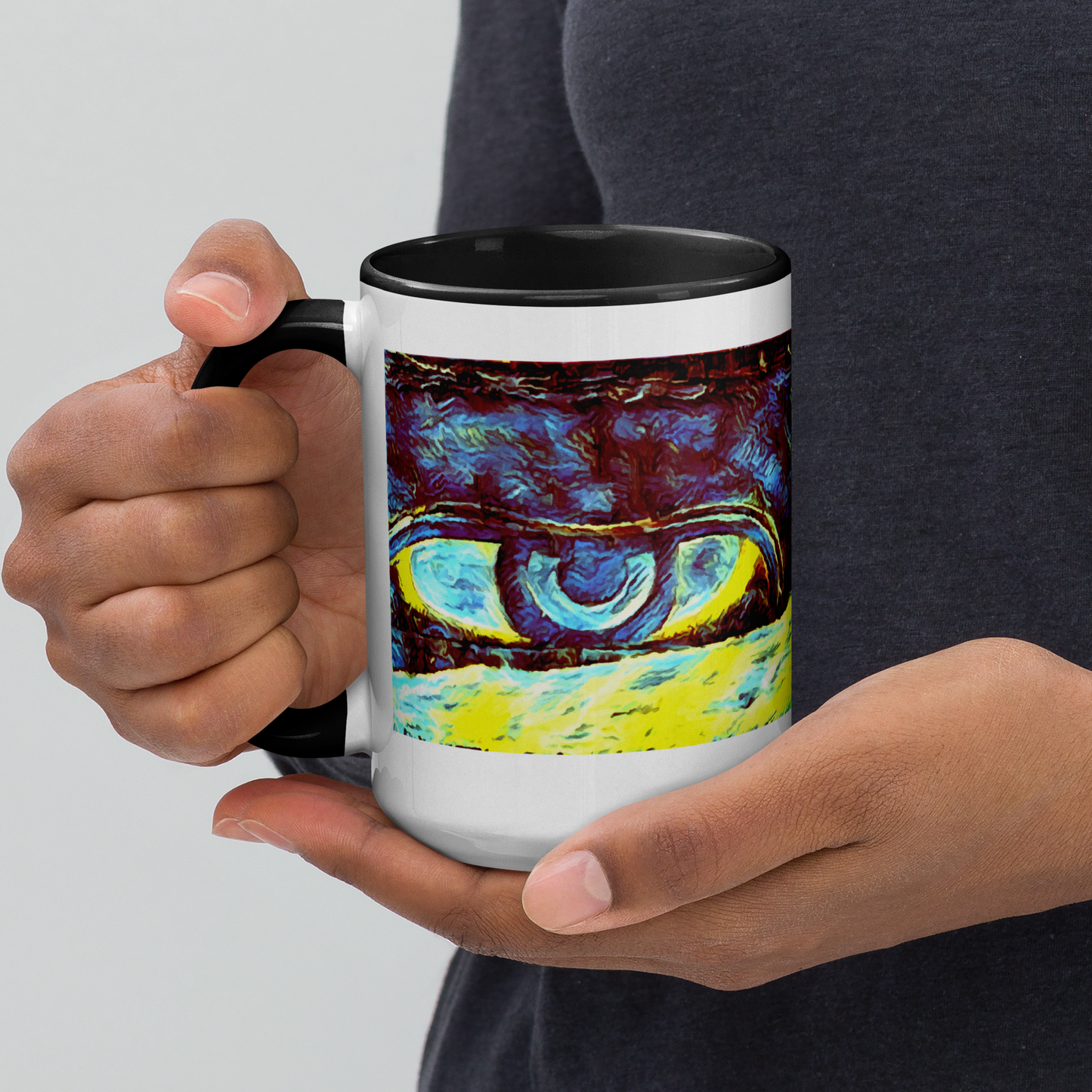 Ceramic Mug with Color Inside 'Just Seeing 4/5' artist-authorised edition of original artwork by Enmempin N. Midelobo