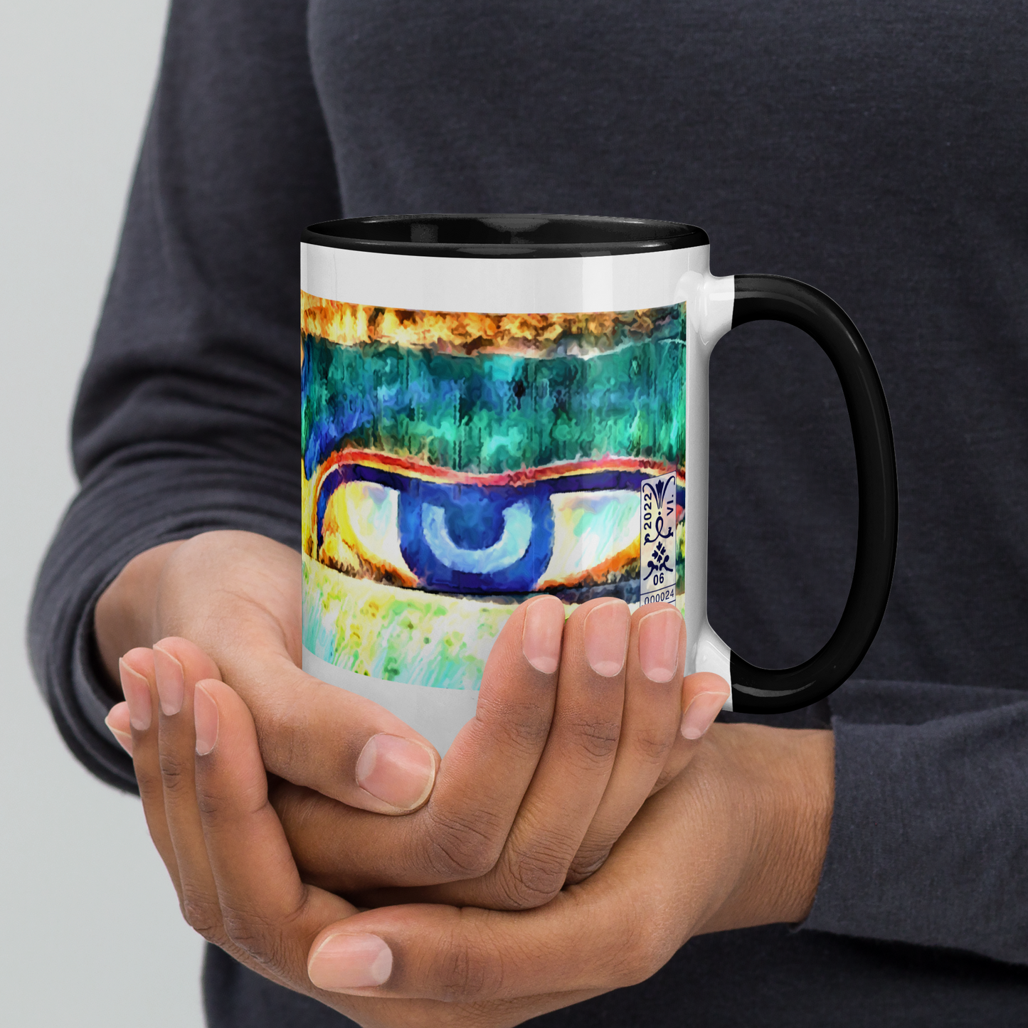 Ceramic Mug with Color Inside 'Just Seeing 2/5' artist-authorised edition of original artwork by Enmempin N. Midelobo