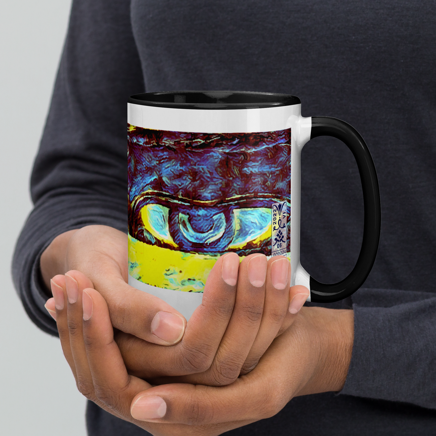 Ceramic Mug with Color Inside 'Just Seeing 4/5' artist-authorised edition of original artwork by Enmempin N. Midelobo