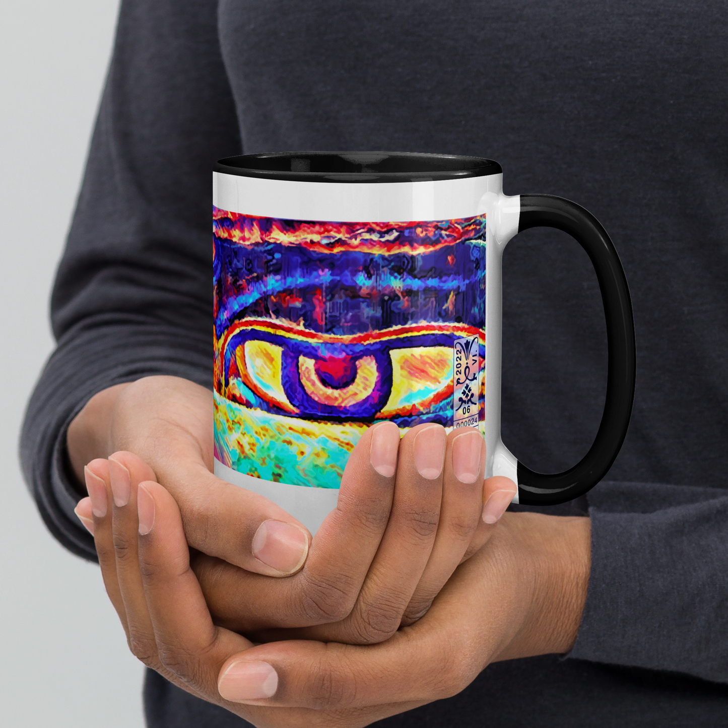 Ceramic Mug with Color Inside 'Just Seeing 5/5' artist-authorised edition of original artwork by Enmempin N. Midelobo