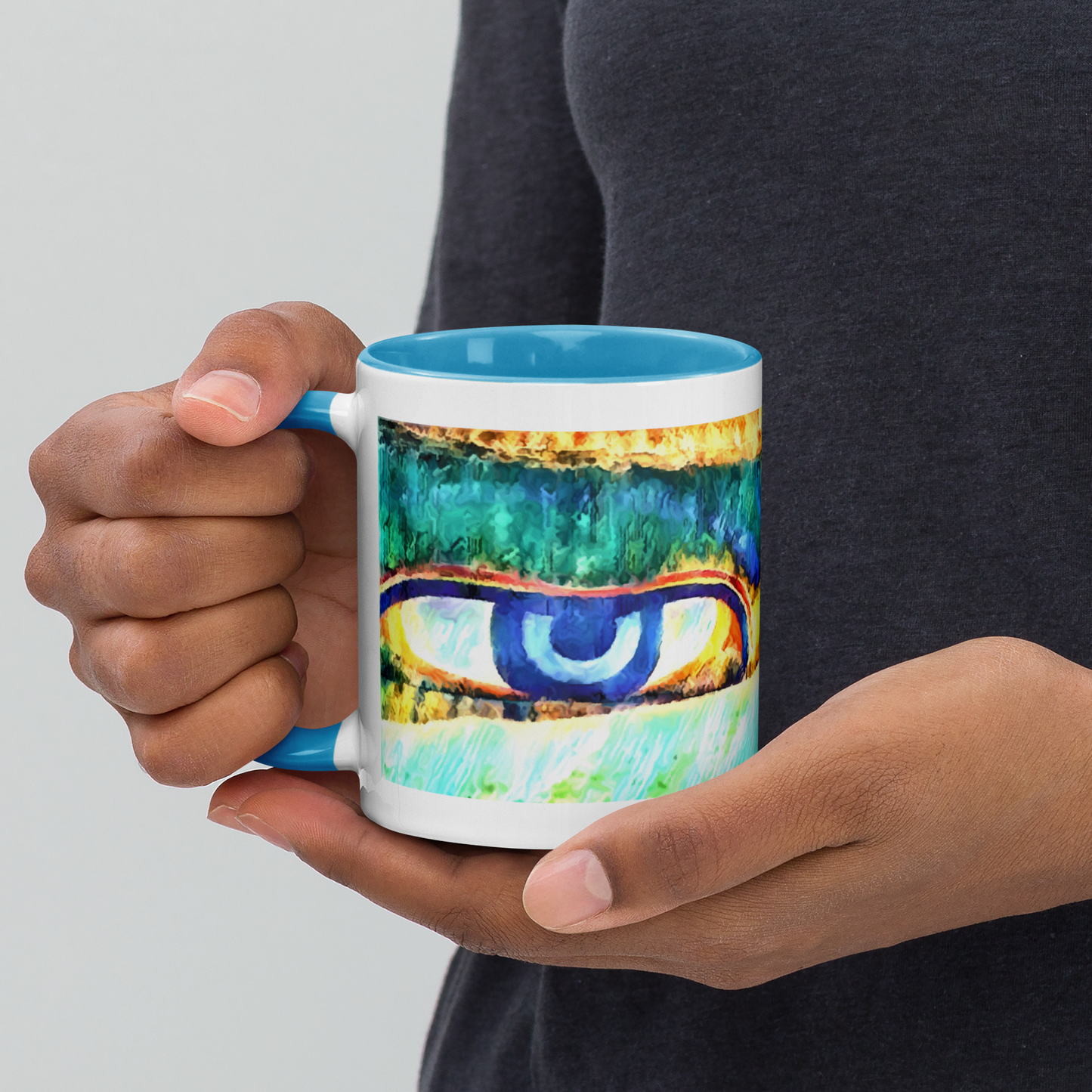 Ceramic Mug with Color Inside 'Just Seeing 2/5' artist-authorised edition of original artwork by Enmempin N. Midelobo