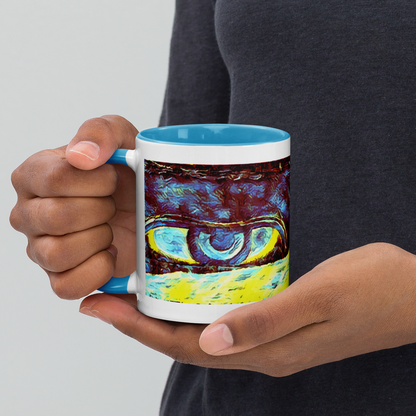 Ceramic Mug with Color Inside 'Just Seeing 4/5' artist-authorised edition of original artwork by Enmempin N. Midelobo