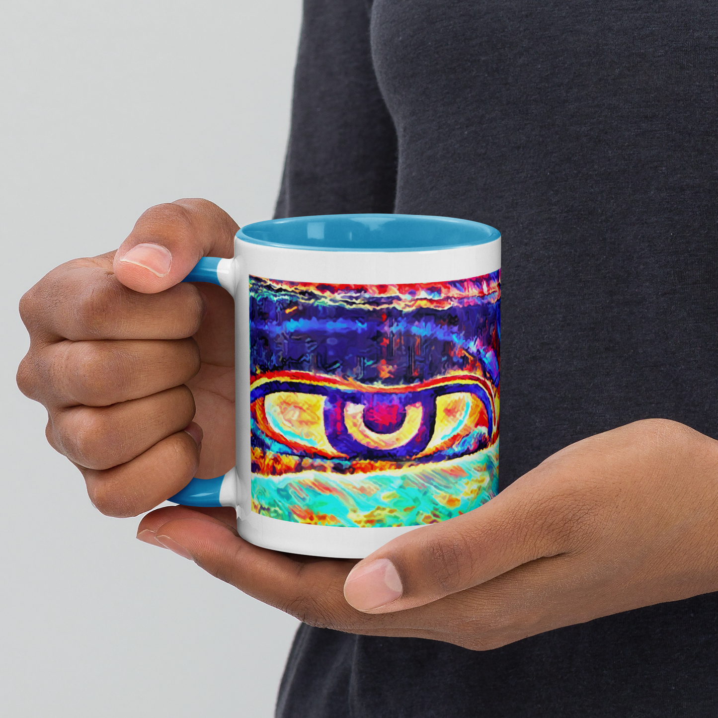 Ceramic Mug with Color Inside 'Just Seeing 5/5' artist-authorised edition of original artwork by Enmempin N. Midelobo
