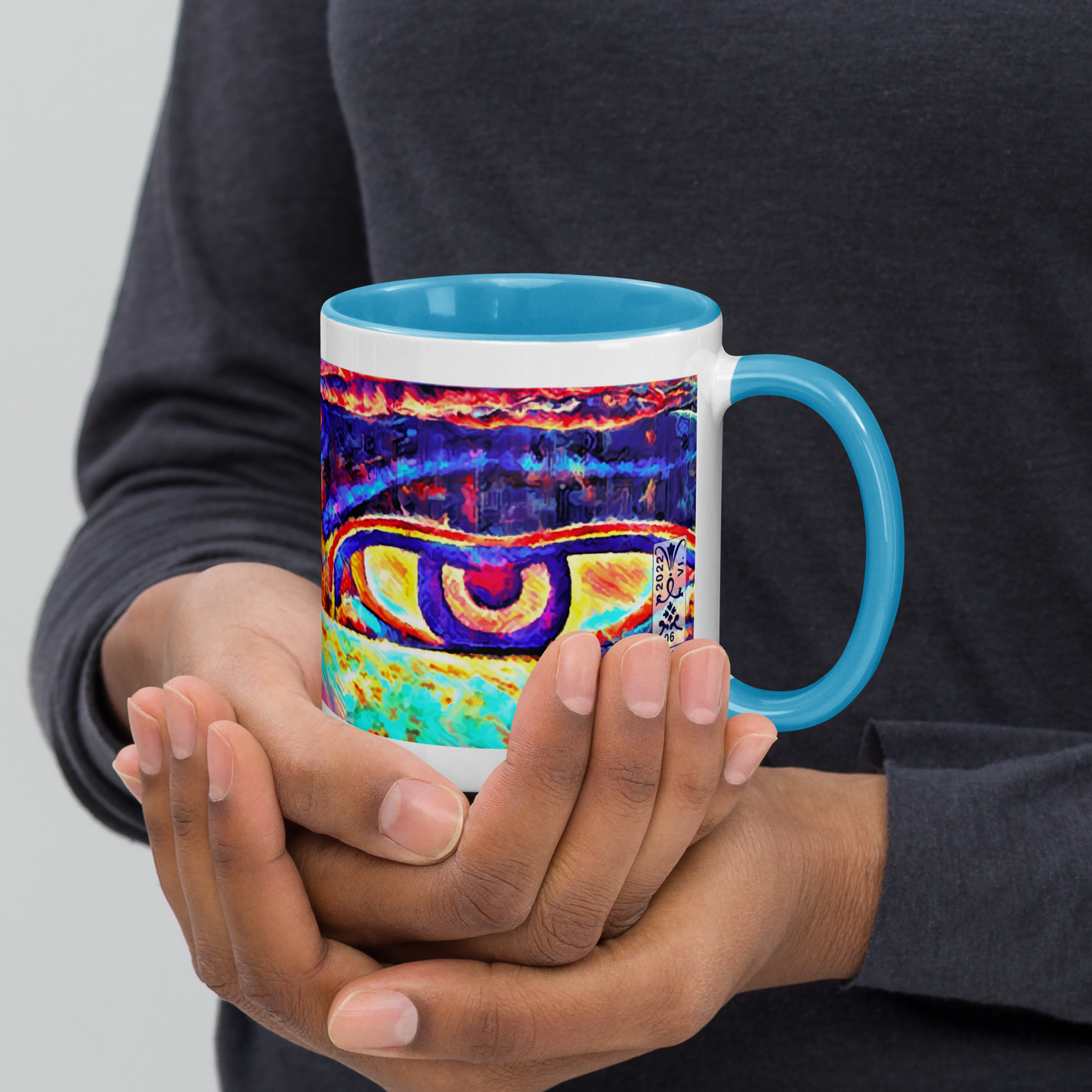 Ceramic Mug with Color Inside 'Just Seeing 5/5' artist-authorised edition of original artwork by Enmempin N. Midelobo