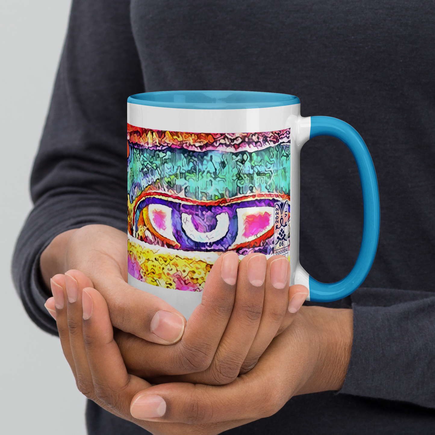 Ceramic Mug with Color Inside 'Just Seeing 1/5' artist-authorised edition of original artwork by Enmempin N. Midelobo