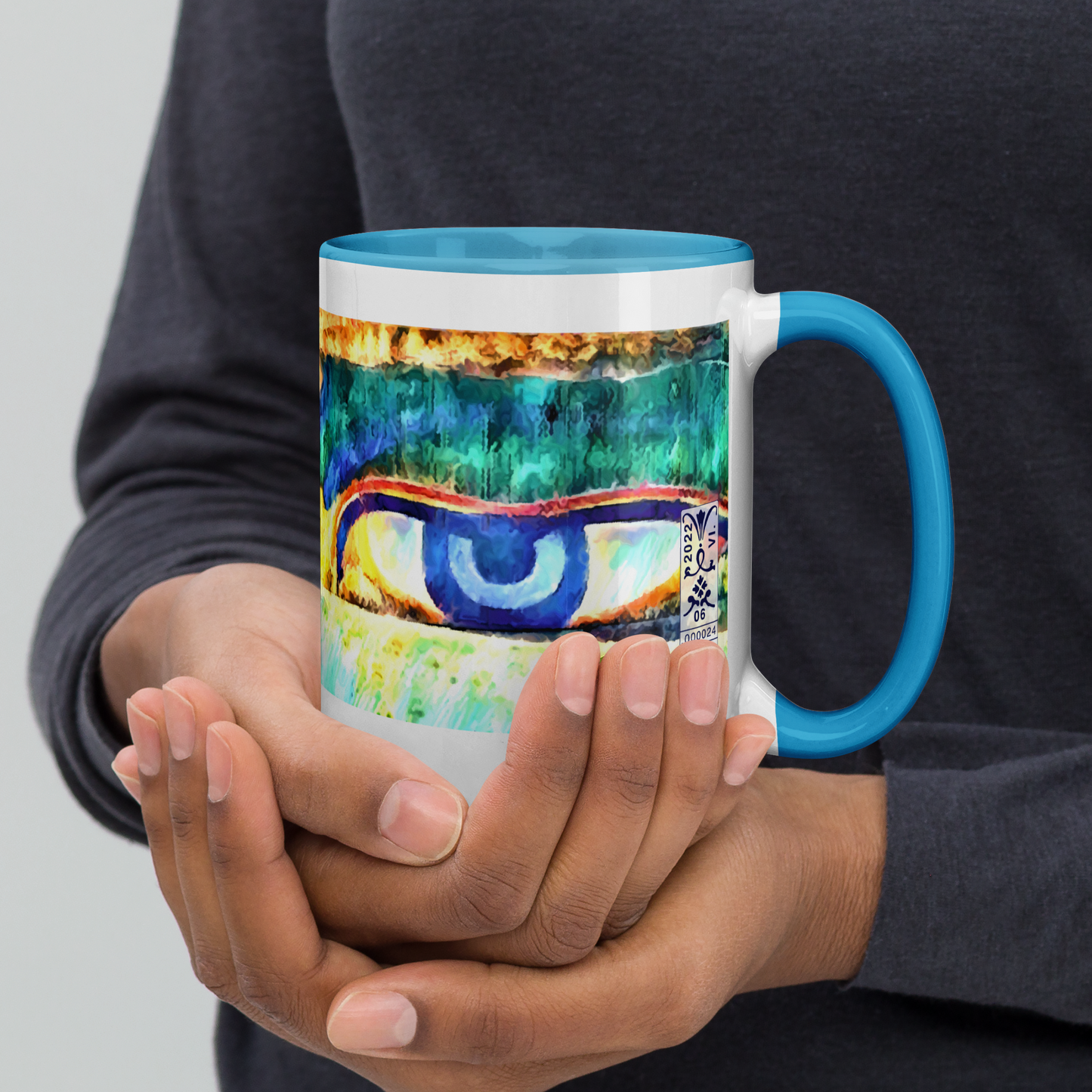 Ceramic Mug with Color Inside 'Just Seeing 2/5' artist-authorised edition of original artwork by Enmempin N. Midelobo