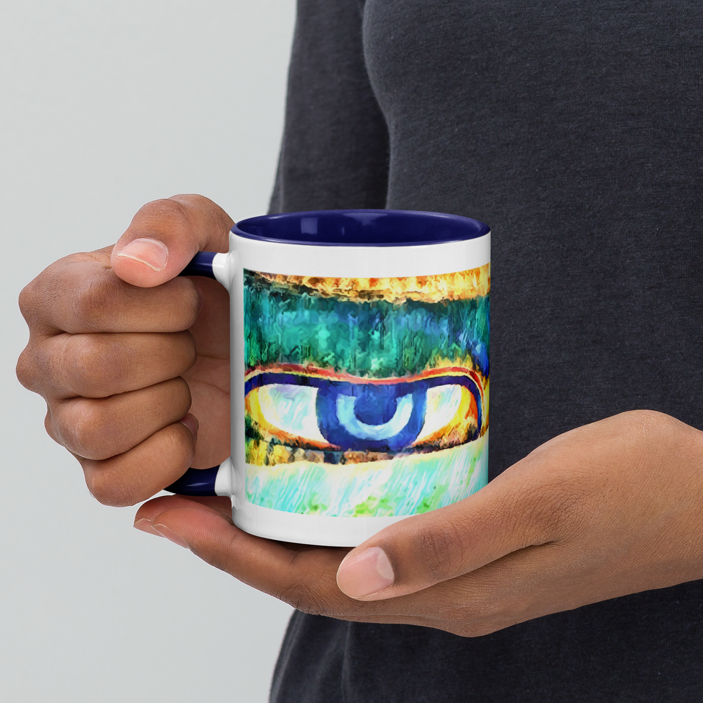 Ceramic Mug with Color Inside 'Just Seeing 2/5' artist-authorised edition of original artwork by Enmempin N. Midelobo