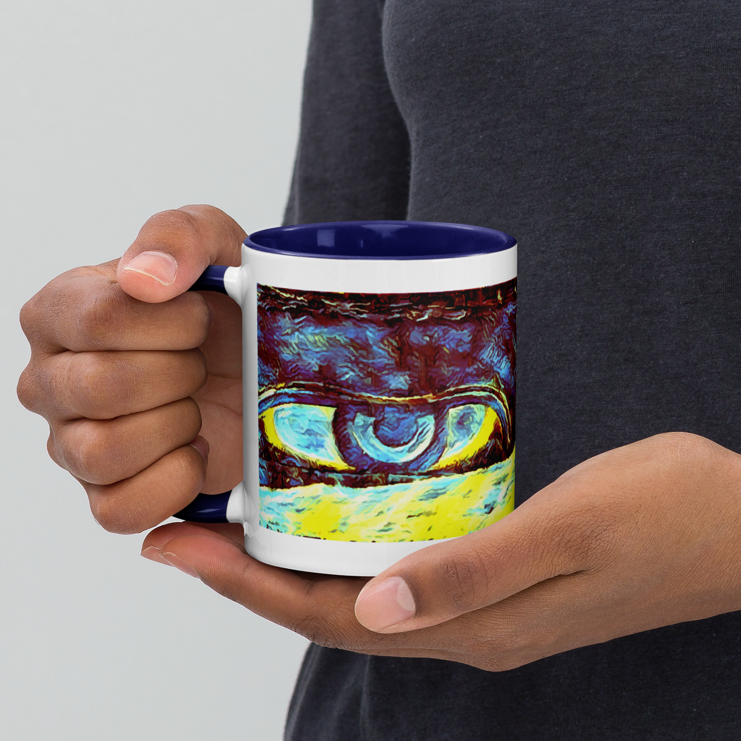 Ceramic Mug with Color Inside 'Just Seeing 4/5' artist-authorised edition of original artwork by Enmempin N. Midelobo