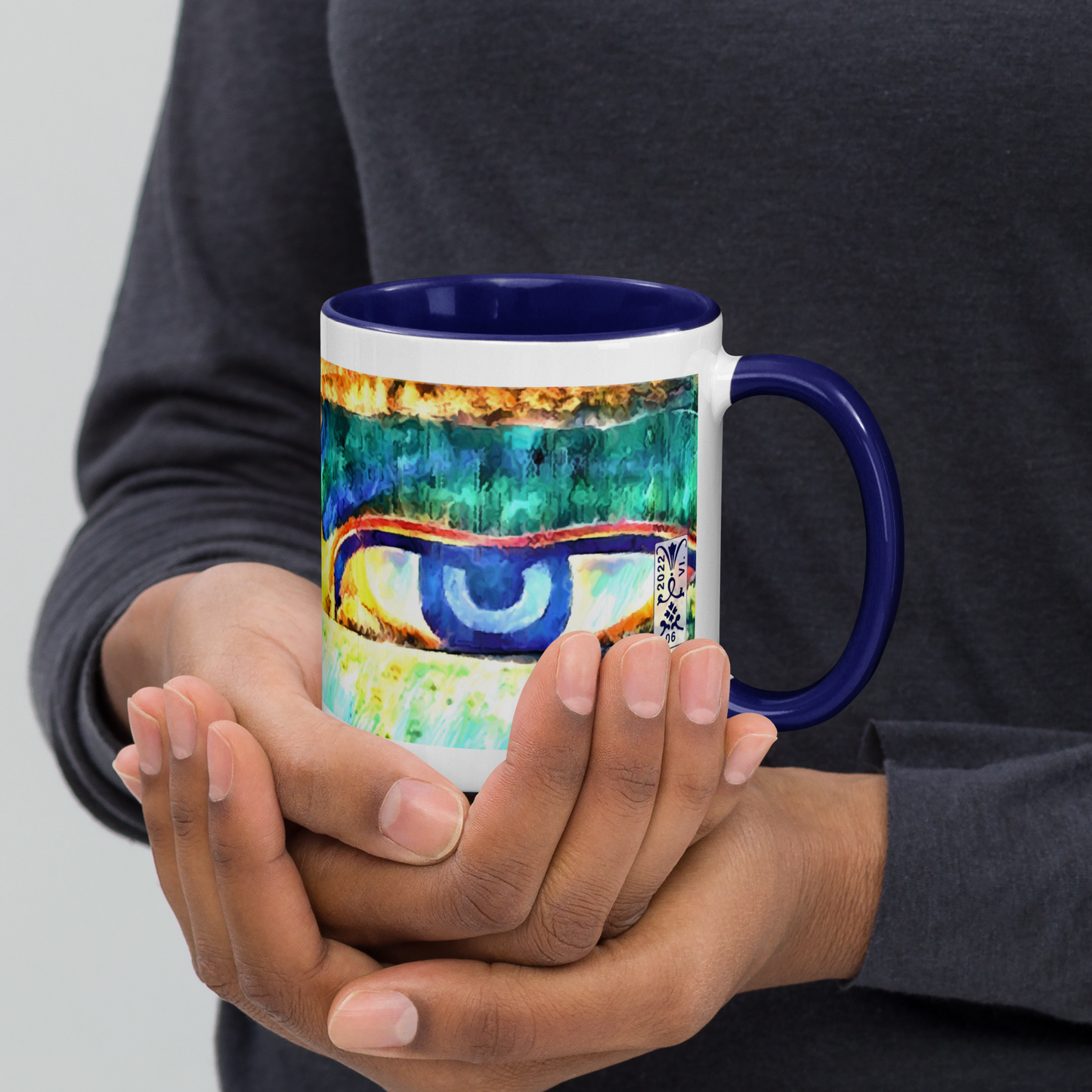 Ceramic Mug with Color Inside 'Just Seeing 2/5' artist-authorised edition of original artwork by Enmempin N. Midelobo